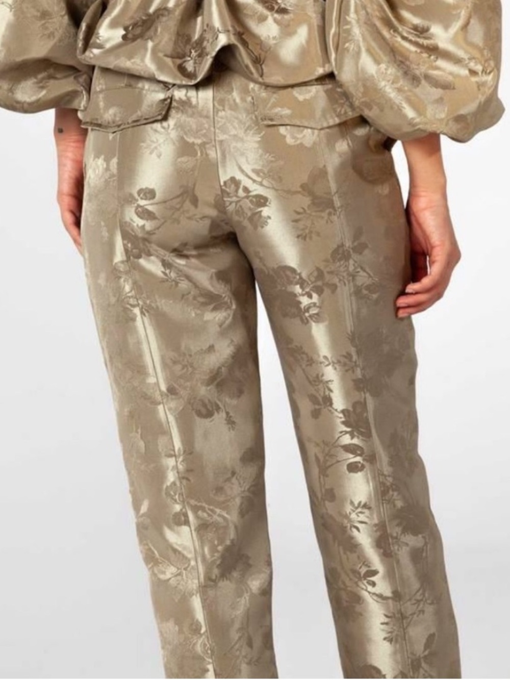 EGGIE Floral Jacquard Metallic Trousers